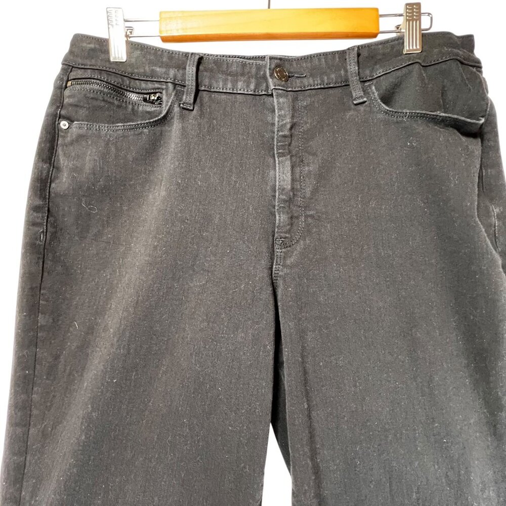 Athleta Womens Black Wide Leg Jeans 16T Dark Wash Zip coin pocket Stretch - Picture 4 of 14